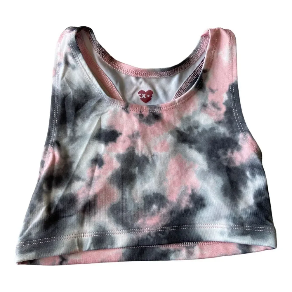 Justice Sport CX.J Girl 2Fer Tank Top & Sport Bra Set Size 10 Pink Stay Fearless